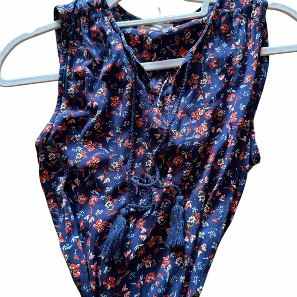 Beachlunchlounge Blue Boho Floral Sleeveless Dress - Picture 3 of 5